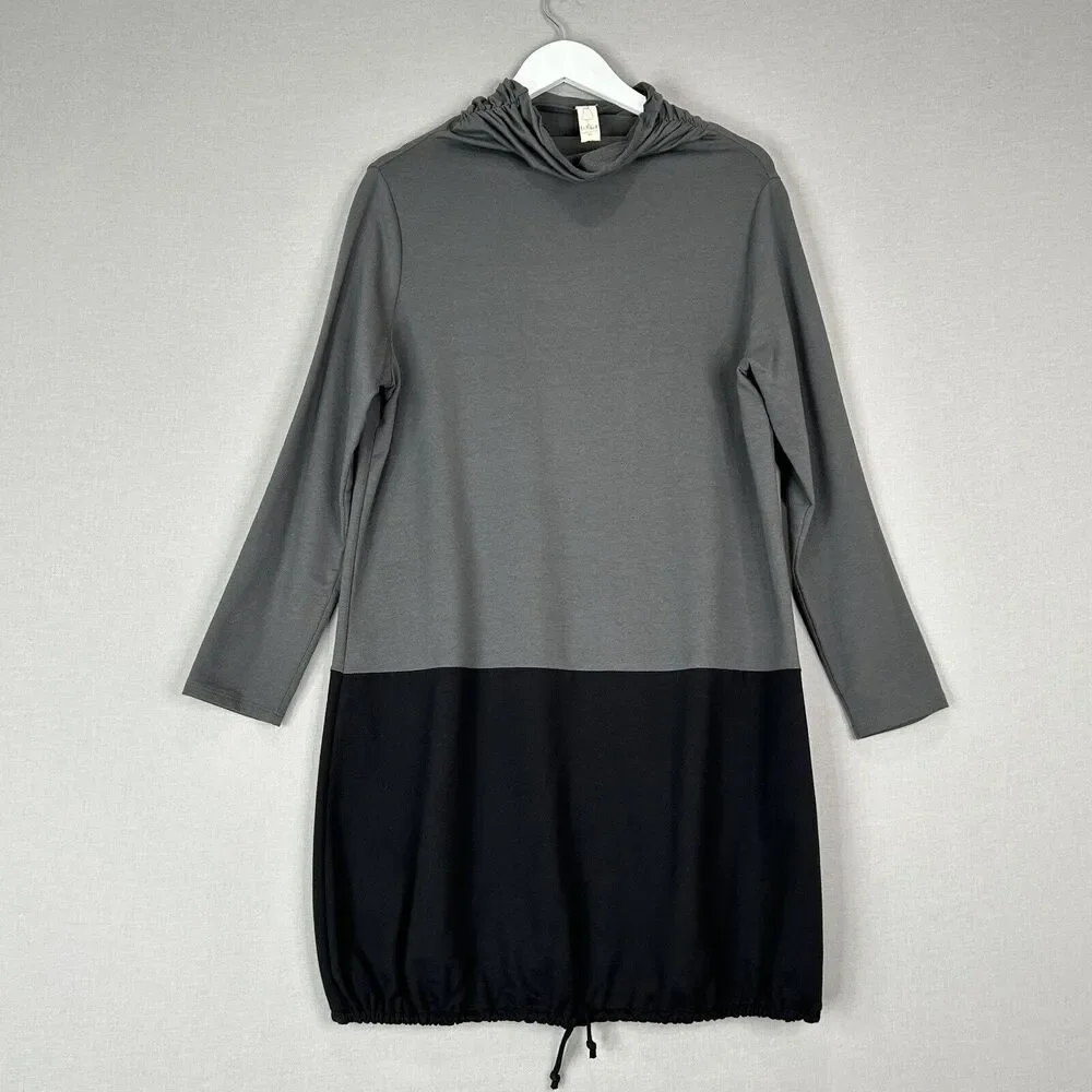 Chalet Dress Womens Medium Gray Cowl Neck‎ Loose Fit Colorblock Lagenlook Travel